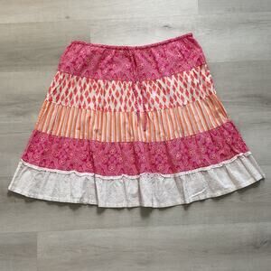J Crew Womens Floral Tiered Ruffle Skirt Pure Cotton Large